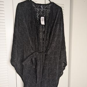 Black Textured Kimono Cardigan
